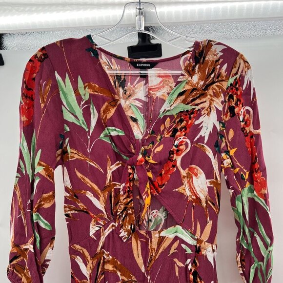 Express Women's Long Sleeve Hi Low Dress Multicolor Size XS Cut Out - Picture 2 of 9